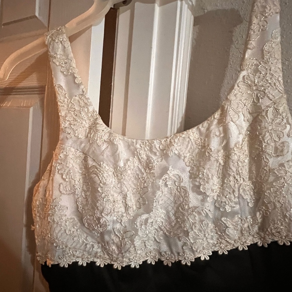 Elegant Black and White Lace Dress